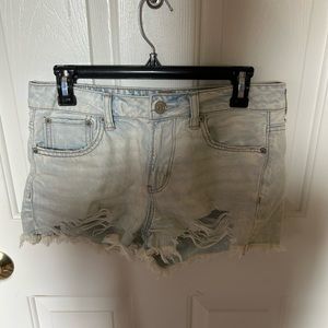 American Eagle Light Wash Distressed Jean Shorts